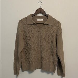 Grace Karin Sand Brown Cable Knit Cabincore Pullover